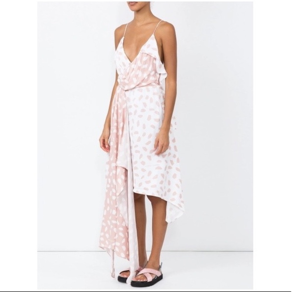 Off-white brushed-pattern draped dress size M.